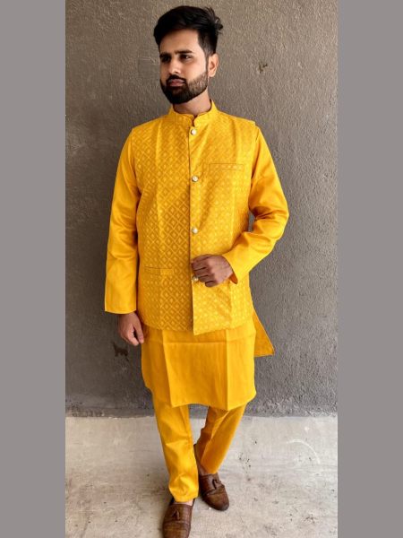 New Collection Mens Banglori Silk Kurta Pajama And Koti 