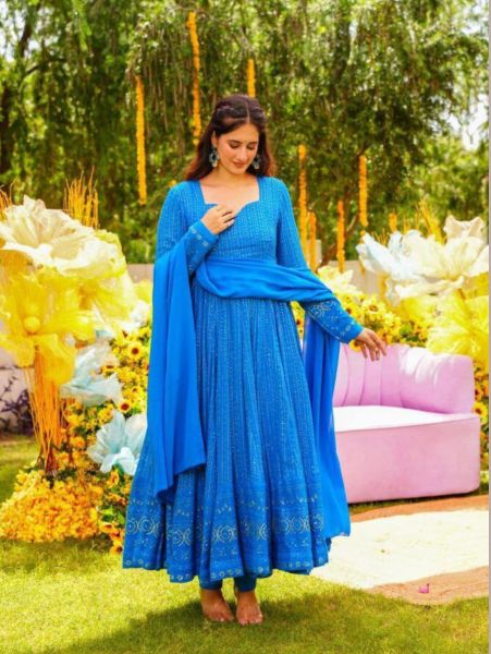  New Fashionable Sequence Work Anarkali Gown 