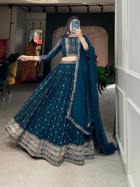 New Georgette Sequence And Embroidery Work Lehenga Choli  