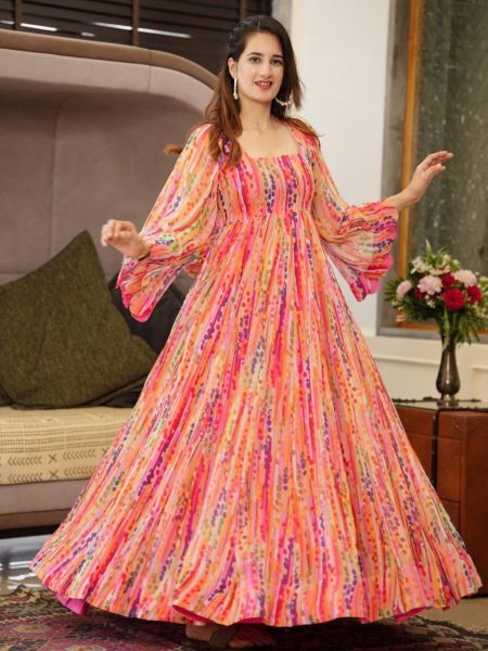 New Ladies Colourful Georgette Gown  Georgette Kurti 