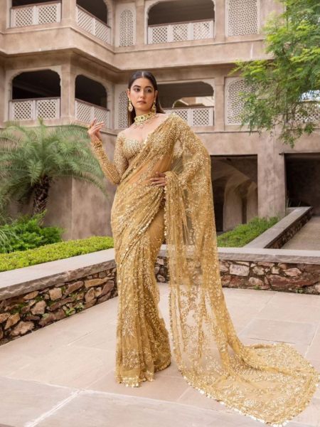 New Trending Bollywood BlockBuster Sequins Design Saree 