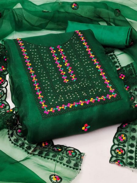 Organza Silk With Multi Work Dress Material Punjabi Dress Materials Wholesale