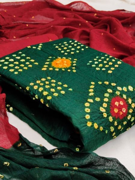 Original Potli Cotton Bandhni Dress Material  