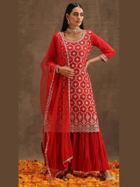 OS 1039 Heavy Daimond Georgette With Embroidery Coding & Sequence Work  Plazzo Suit 