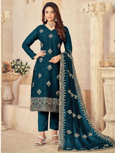 OS 118  vichitra  Silk with embrodery Work  Salwar Suit collection  Churidar Salwar Suits Wholesale