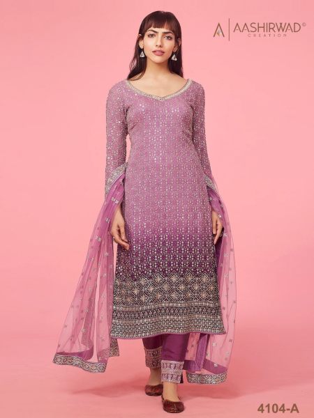 OS  4104 Heavy Faux Georgette Padding With Embroidery Work Suit Collection 
