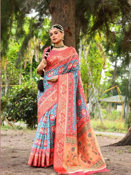 Paithani Patola Silk Printed Blend Saree 