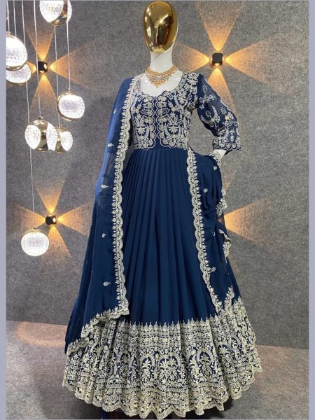 Party Wear Look Designer Fox Georgette Embroidery Gown With Dupatta 
