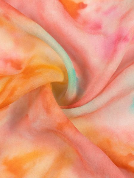 Pink And Turquoise Tie   Dye Pattern Digital Print Viscose Georgette Fabric Fabric 