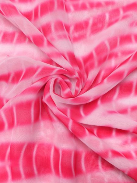Pink Colour Tie   Dye Print Georgette Fabric Fabric 
