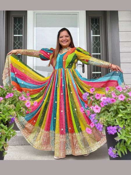 Premium Georgette Anarkali Multicolour Gown  Georgette Kurti 