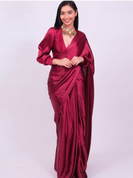 Premium Satin Silk Ready To Wear Saree  