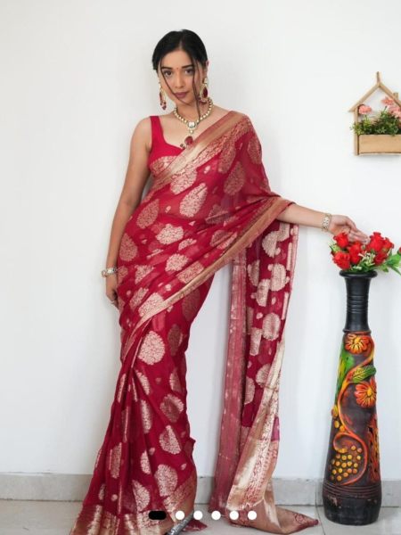 Premium Soft Cotton Silk Saree With Zari Weaving Work 