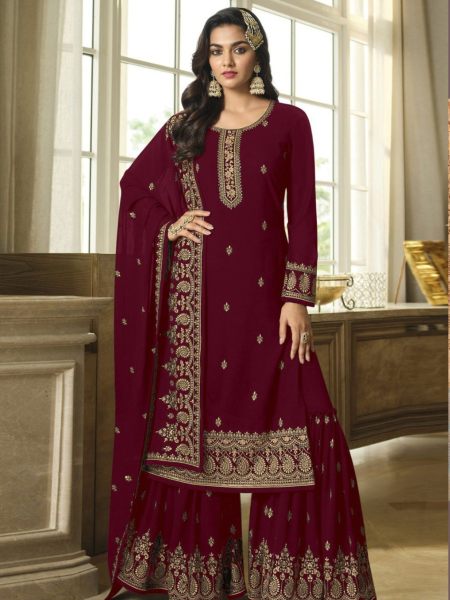 Presenting New Georgette With Embroidery Plazzo Suit  