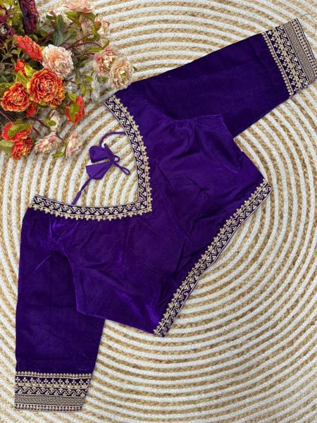 Pure 9000 Velvet Blouse with Simple Sobar Bridal Work   
