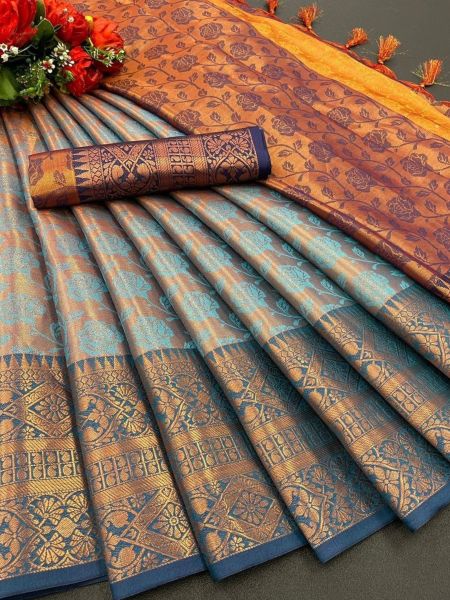 Pure Copper Silk New Design Saree 