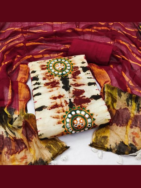  Pure Cotton Bandhni Dress Materail  