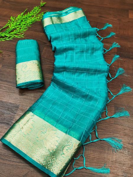 Pure Jaqucard Weveing Orgenza Silk All Over Saree With Sequnce Work  