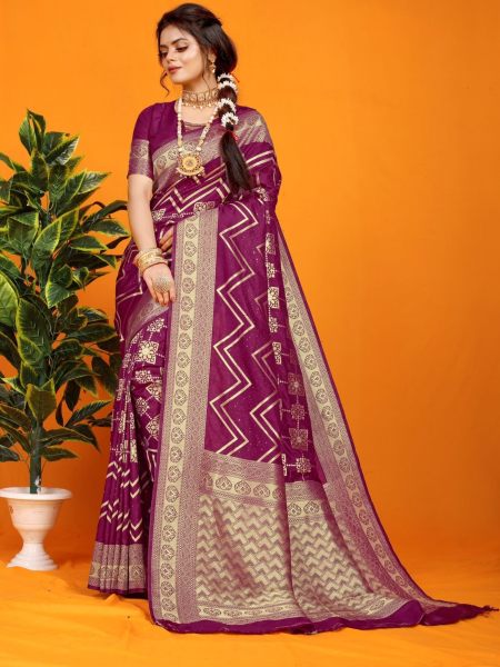 Pure Nylon Dolla silk with Zari Weaving pallu Saree 