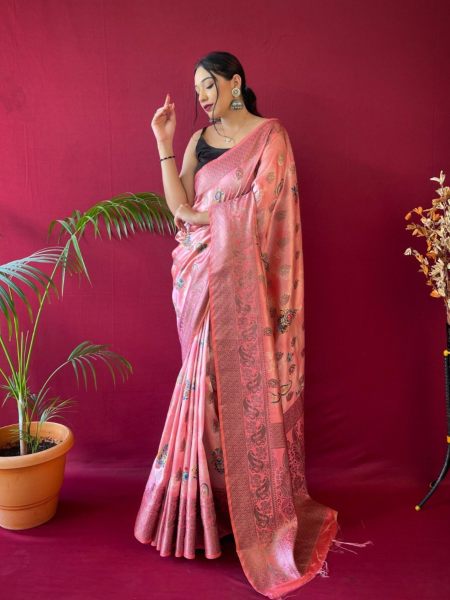 Pure Soft Silk Saree With Zari Weaved Border  