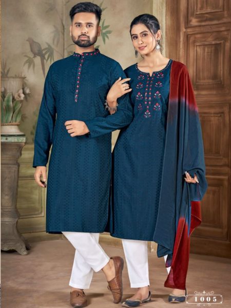 Pure viscose weaving Butti With Handwork and Embroidery  Couple Combo Collection Couple Combo collection 