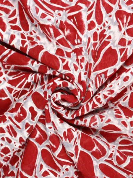 Red And White Abstract Pattern Digital Print Georgette Fabric Fabric 