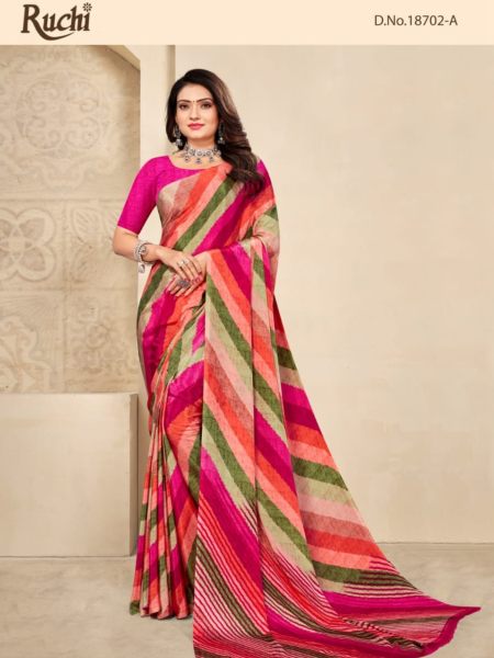 Saree In Multi Color Crepe For Party Wear With Print Work 