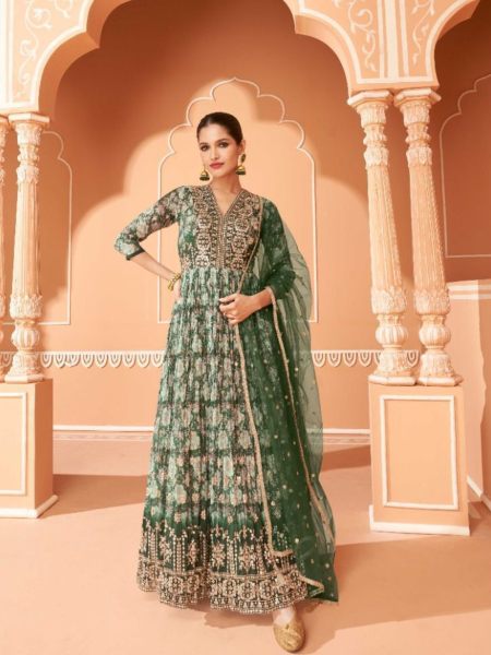SAYURI Saheli 5267  Printed Fox  Georgette With Embrodery Siquance Work Long Anarkali Gown 