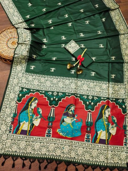 Soft Handloom Raw Silk Two tone Weaving saree  