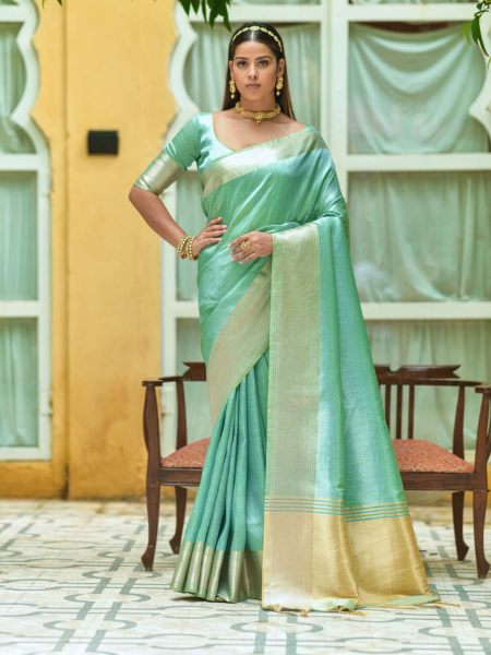Soft Linen Silk saree with with beautiful zari woven  Pastle Colour collection 