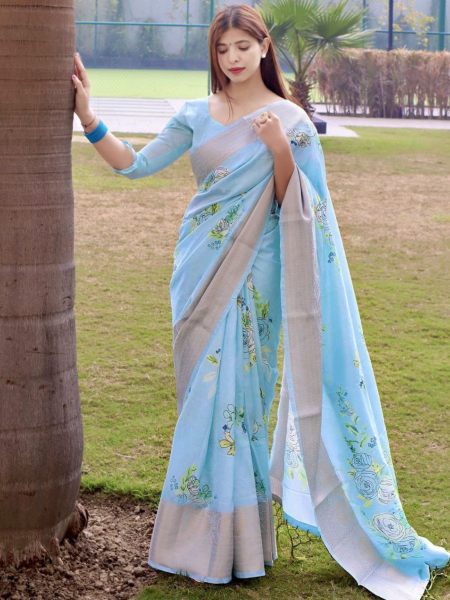 Soft Silk Saree With Fancy Zari Weaved Big Border 