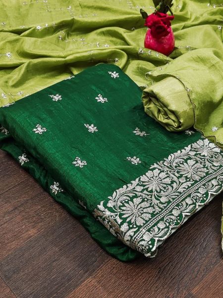 Soft Vichitra Silk Dress Material  Color Set Matching Dress Material Wholesale
