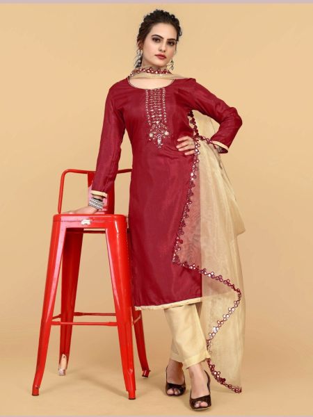 SOUTH SILK MIRROR WORK DRESS MATERIAL Punjabi Dress Materials Wholesale