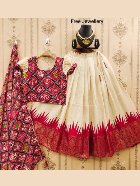 Special kids Collection  Zari Foil-Work Stitched Lahenga Choli with Dupatta  