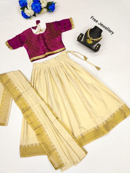  Special Zari Foil-Work Stitched Lahenga Choli with Dupatta  Kids Collection  