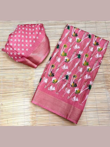 Super Dolla Cotton Silk Sarees With Allover Flowers  Design  