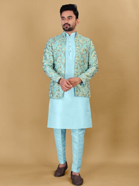 Traditional Indian Wear Long  Pure Bangalori Silk  Kurta  With Koti  