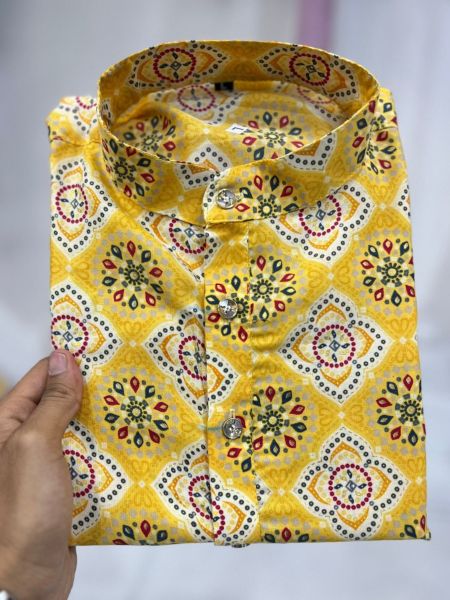 Traditional Printed Cotton Mens Kurta Pajama 