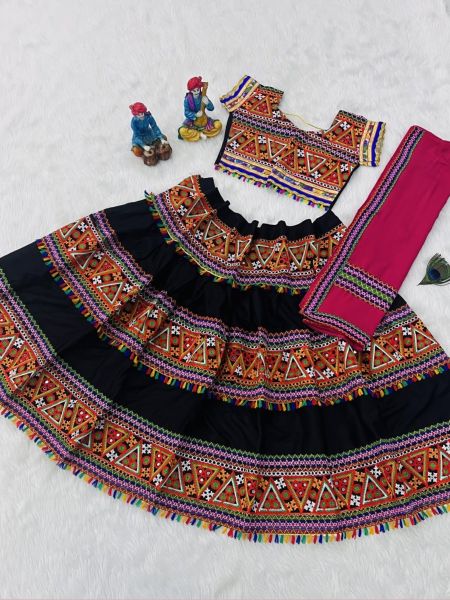Traditional Rayon Cotton Lehenga Choli With Real Mirror Work 