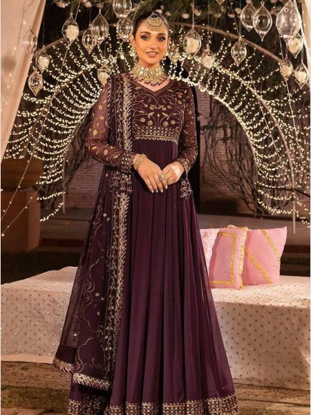 Tranding Fox Georgette Embroidery Gown  With Dupatta  