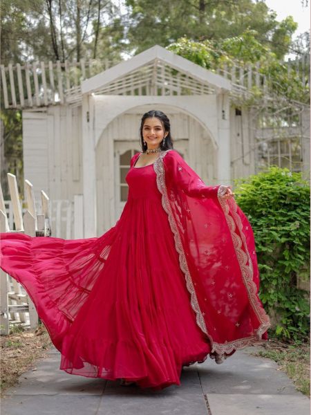 Trendy Faux Blooming Anarkali Gown  