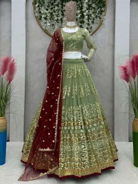Wedding Wear Stylish Net Sequence Work Lehenga Choli  