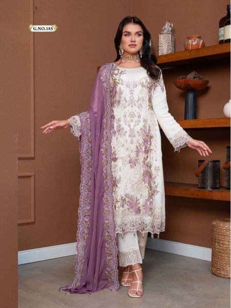 White Color Pakistani Designer Salwar Kameez Dupatta Embroidery Sequence Work Eid Special Suit 