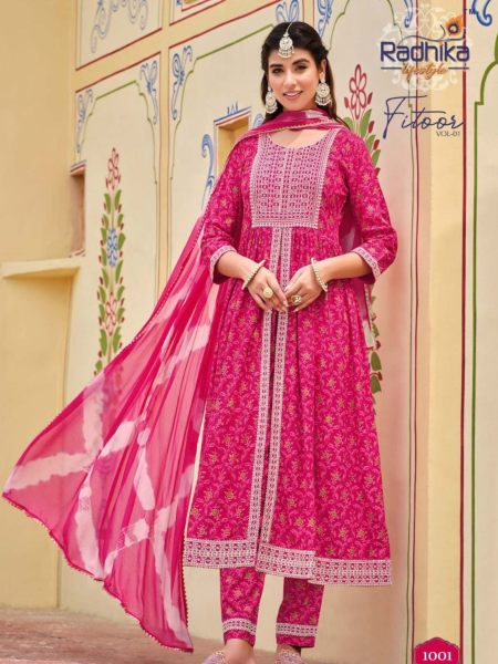 Women Rayon Kurti Pant And Dupatta With Embroidery Work  