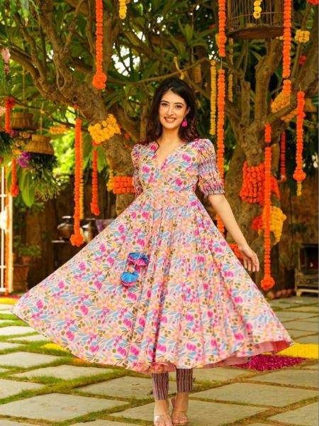 Women s Floral Printed Cotton Dress   Cotton Kurtis Wholesale
