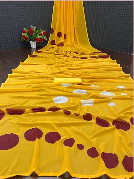Yellow Alia Bhatt Wear Digital Printed Georgette Saree 