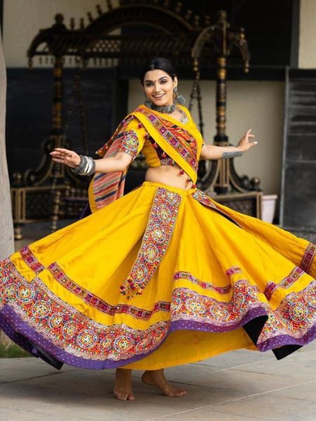 Yellow Color Butter Silk Lehenga Choli With Embroidery Work  