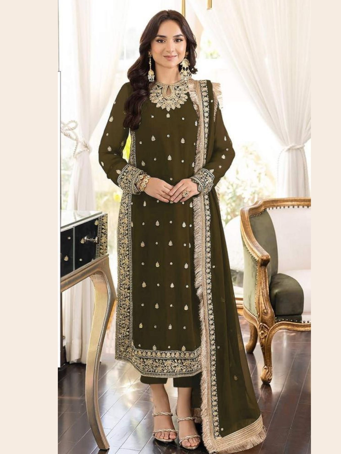 Buy Alkaram 4102 Heavy Georgette With Heavy Embroidery 3mmSequence