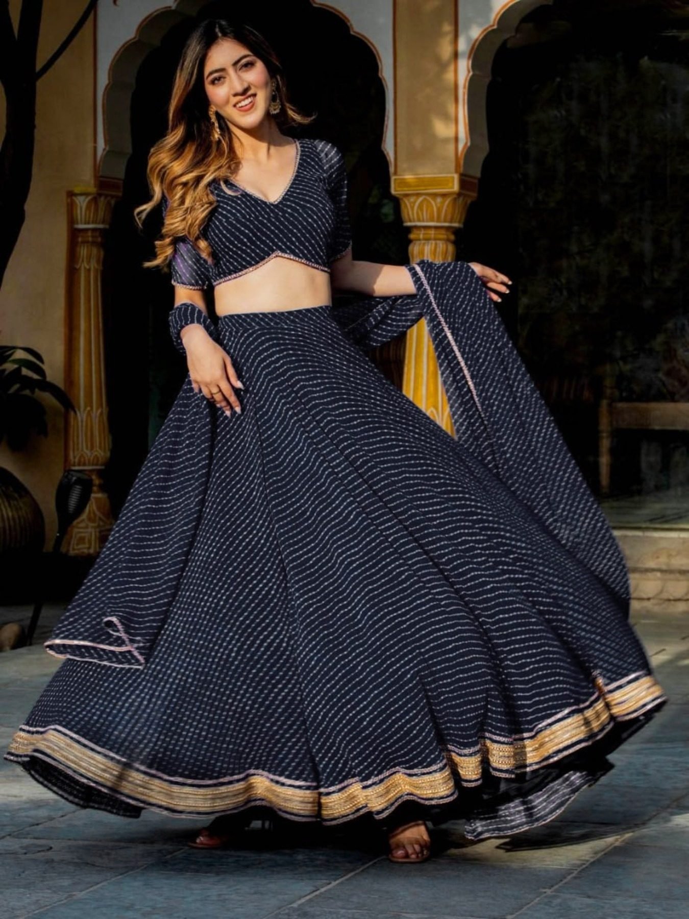 Designer Black color lehenga Choli Silk georgette lehenga offers choli