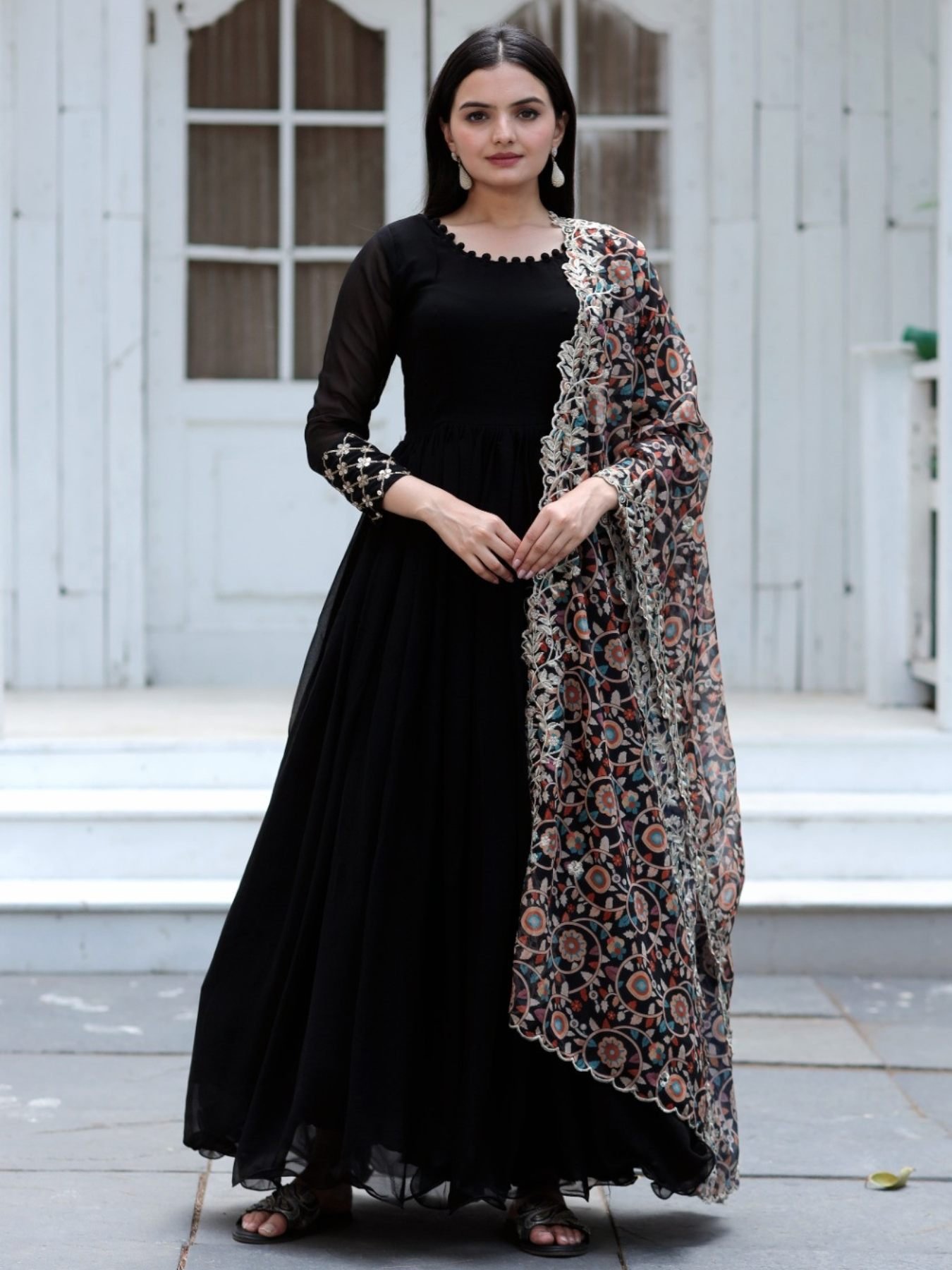 Anarkali gown black best sale